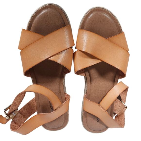 Lane Bryant Jute Platform Espadrille Sandals 10 Tan Strappy Summer Coastal Chic - Picture 5 of 9